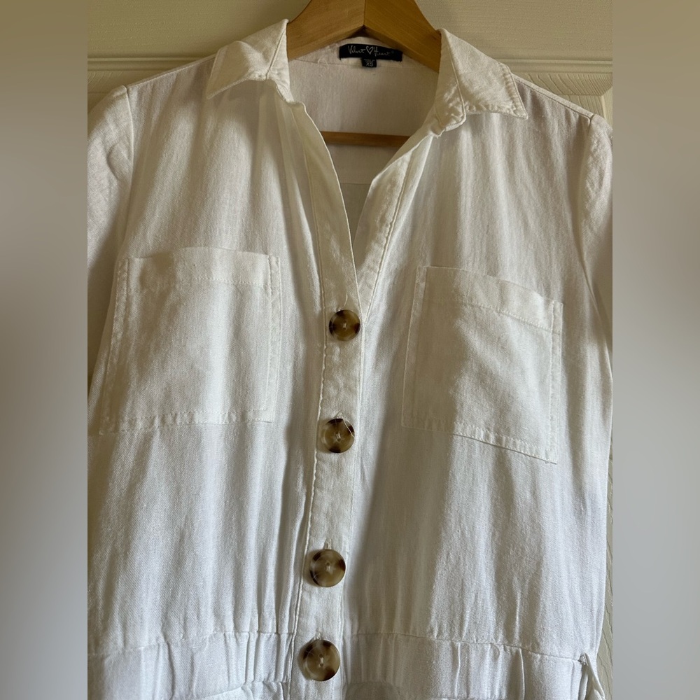 White Button Down Rompers With Ribbon, Size Small - image 3